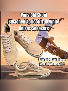 Vans Old Skool Bleached Apricot True White  Unisex Sneakers, Men 9 / Women 10.5